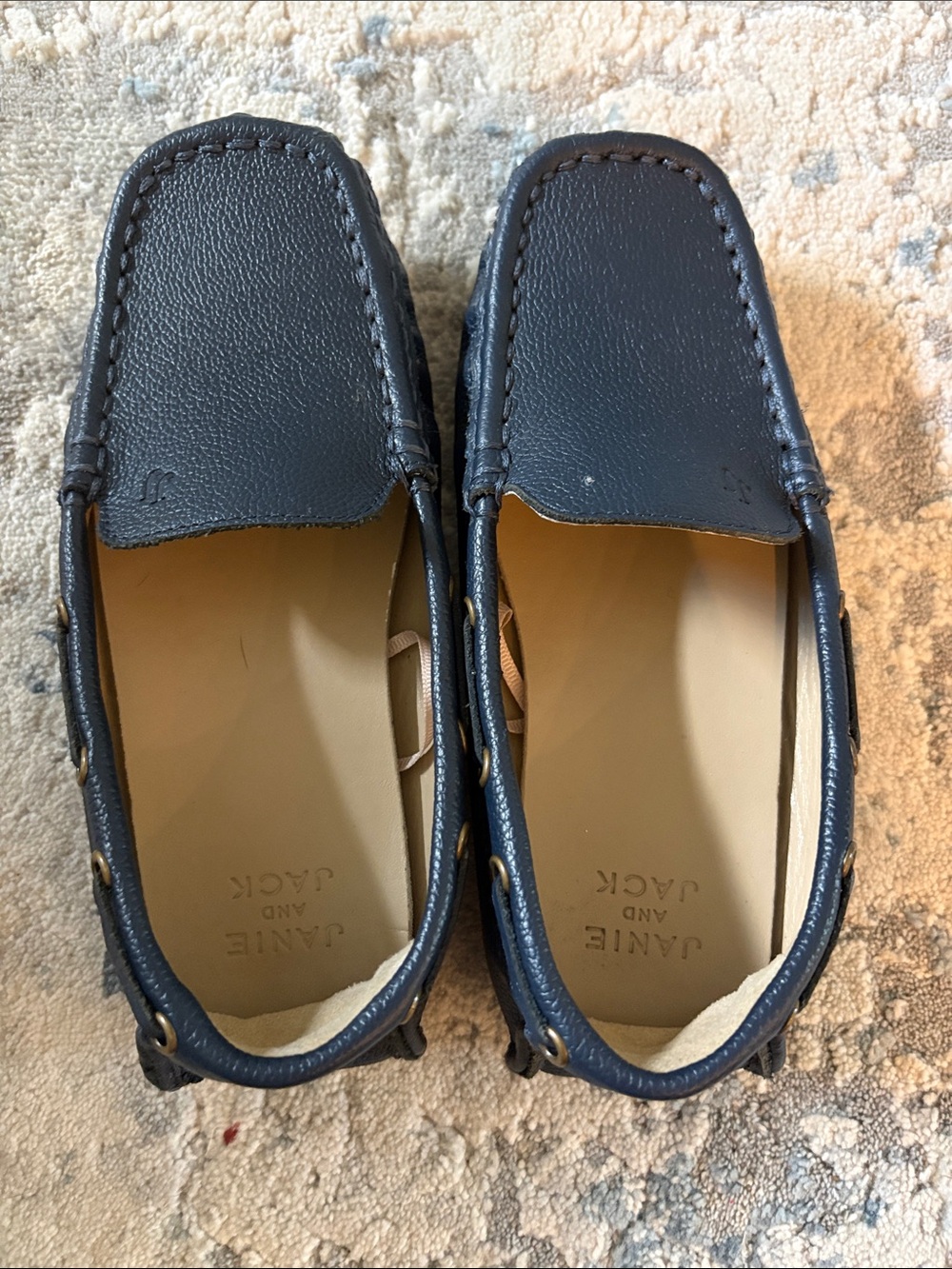 Janie and Jack Girls Size 13 Navy Leather Slip-On Driving Loafers Only Worn Once